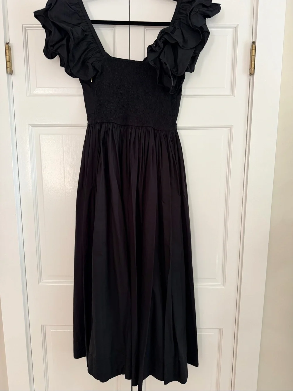 Cleobella Black Ruffle-Sleeve Midi Dress with Front Knot - Picture 2 of 2
